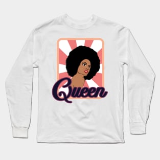 'Queen Afro Woman Word Art' Awesome Melanin Gift Long Sleeve T-Shirt